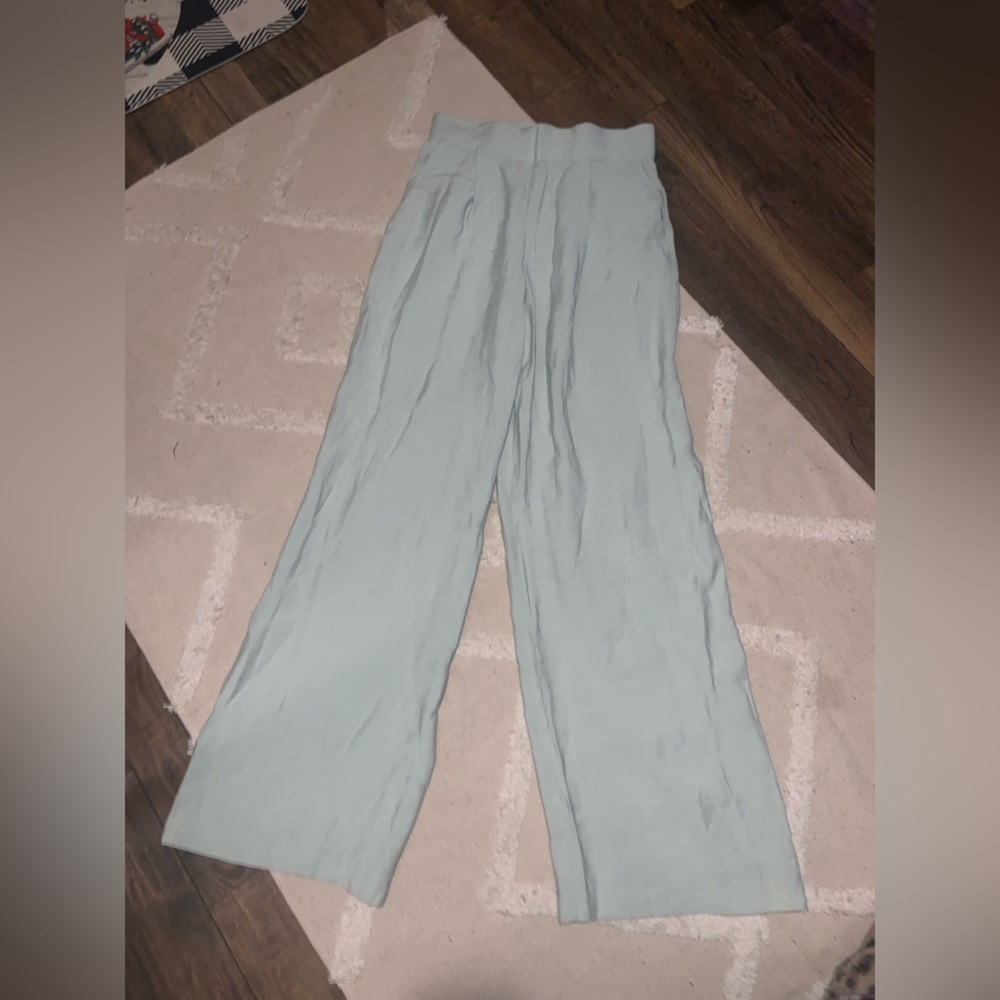 Zara nwot light green spring trousers high waisted S mint boho classic pants - Picture 2 of 9
